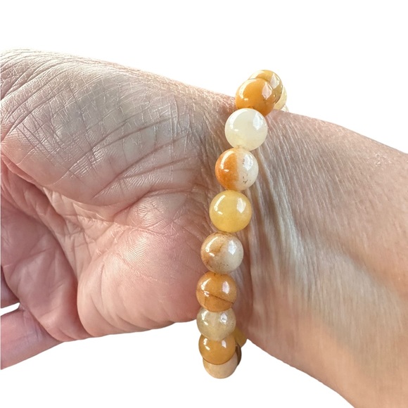 Natural Stone Yellow Tone Beaded Bracelet - Picture 3 of 6